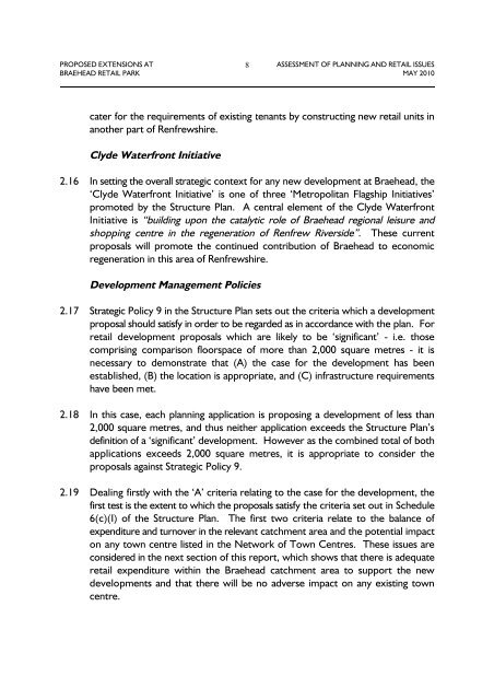 Assessment of Planning and Retail Issues - Renfrewshire Council