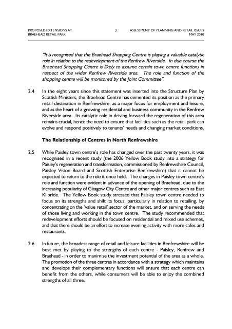 Assessment of Planning and Retail Issues - Renfrewshire Council