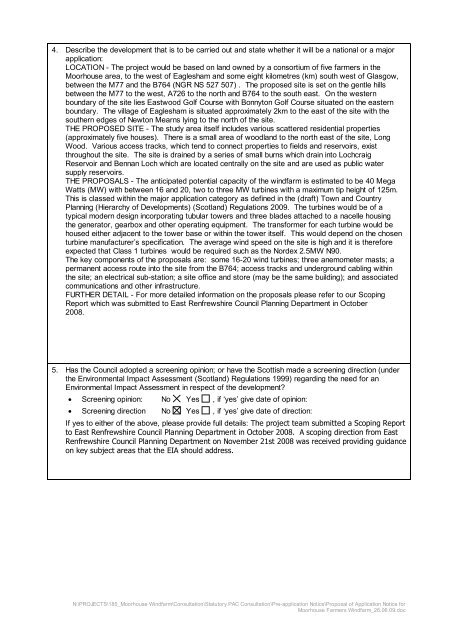 Proposed Moorhouse Farmers Windfarm - Renfrewshire Council