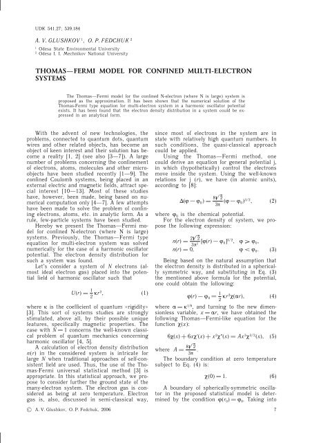 Thomas Fermi Model For Confined Multi Electron Systems