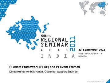 PI Asset Framework (PI AF) and PI Event Frames - OSIsoft