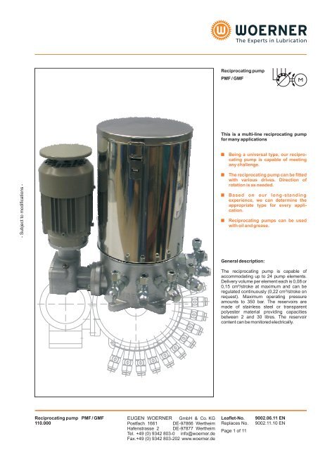 P9002 EN PMF_GMF Reciprocating pump - ESprom.ru