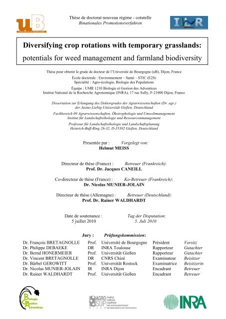 Diversifying crop rotations with temporary grasslands - Université de ...