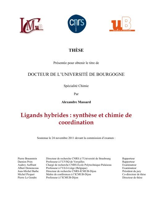 Ligands Hybrides Synthese Et Chimie De Coordination