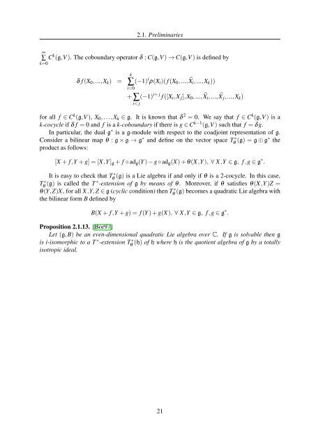 TH`ESE A NEW INVARIANT OF QUADRATIC LIE ALGEBRAS AND ...