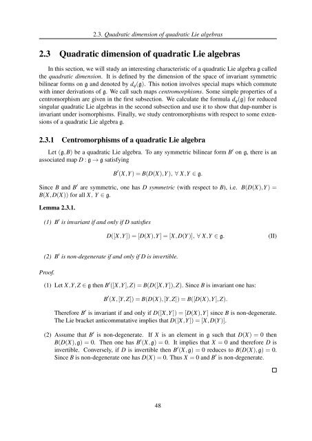 TH`ESE A NEW INVARIANT OF QUADRATIC LIE ALGEBRAS AND ...