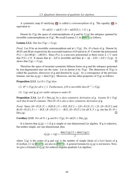 TH`ESE A NEW INVARIANT OF QUADRATIC LIE ALGEBRAS AND ...