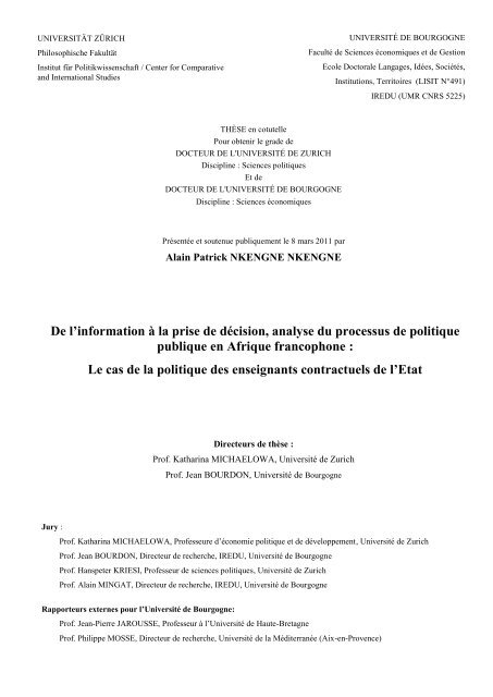 Page de garde et suivantes - Université de Bourgogne