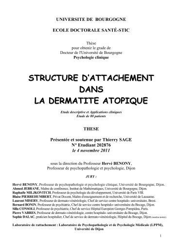 structure d'attachement dans la dermatite atopique - Université de ...