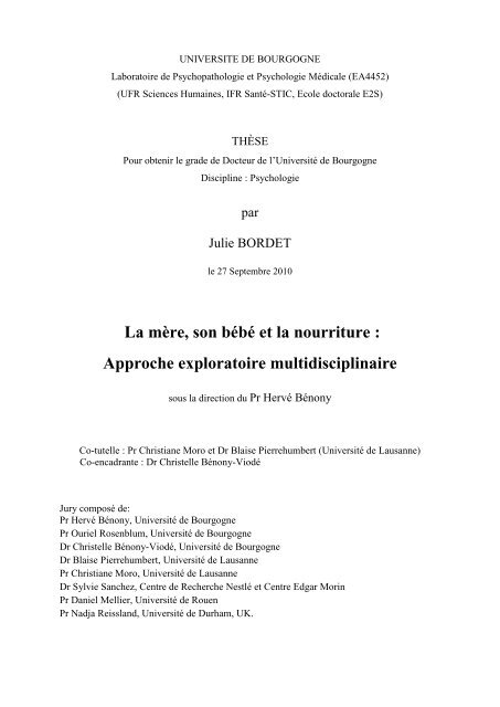 La mère, son bébé et la nourriture - Université de Bourgogne