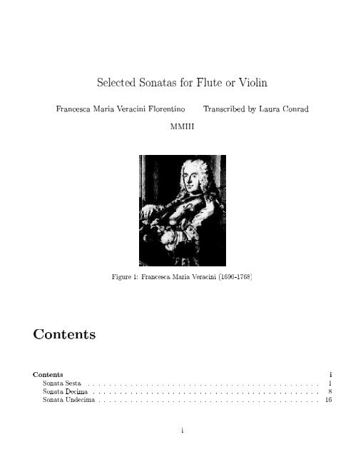 Selected Sonatas for Flute or Violin Francesca Maria Veracini ... - Free