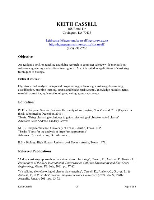 keith cassell - School of Engineering and Computer Science Wiki ...