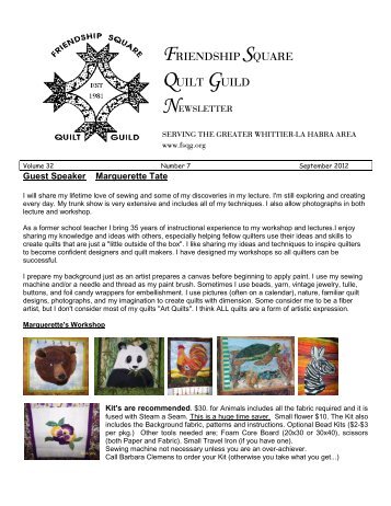 friendship square quilt guild newsletter