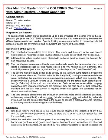 Administrative Lockout Procedure for Gas Manifold