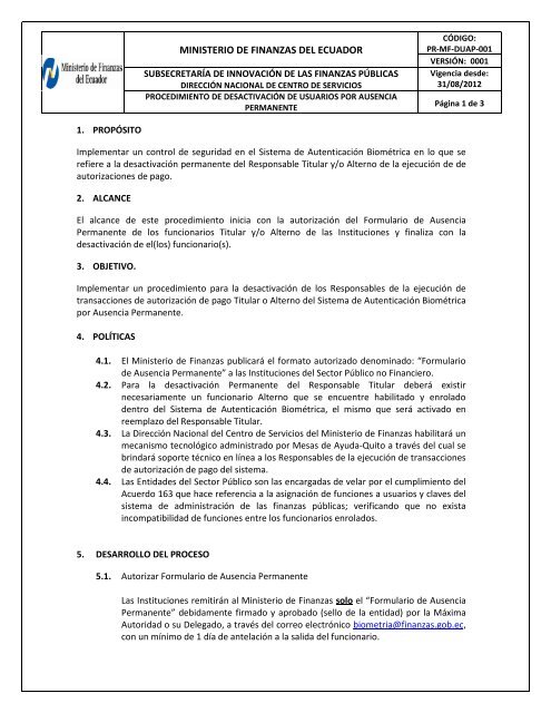 MINISTERIO DE FINANZAS DEL ECUADOR - eSIGEF