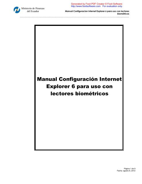 Manual Configuración Internet Explorer 6 para uso con ... - eSIGEF