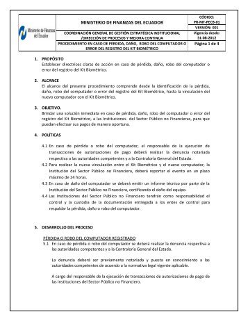 Procedimiento en caso de Pérdida, Daño, Robo del ... - eSIGEF