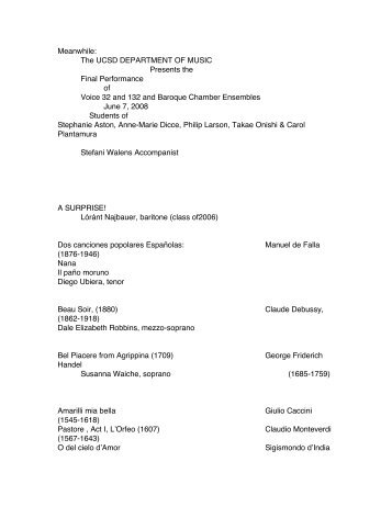 Meanwhile: The UCSD DEPARTMENT OF MUSIC ... - Intranet