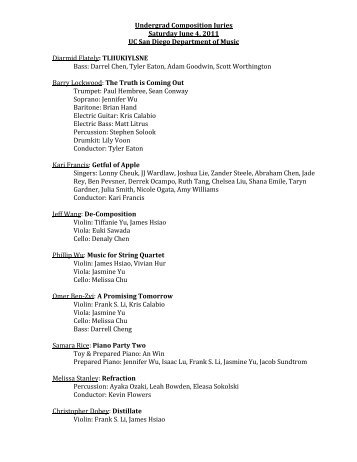 Undergrad Composition Juries Saturday June 4, 2011 UC San ...