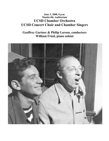 UCSD Chamber Orchestra UCSD Concert Choir and ... - Intranet