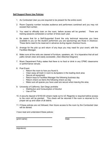 Self Support Room Use - Intranet