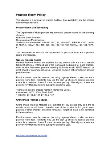 Practice Room Policy - UCSD Department of Music Intranet