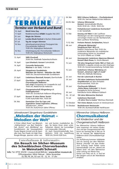 InTakt Ausgabe April 2013 - Chorverband Heilbronn
