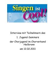 Interviews mit Teilnehmern des Workshops - Chorverband Heilbronn