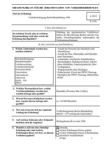 erfassungsblatt für die dokumentation von verkehrserhebungen