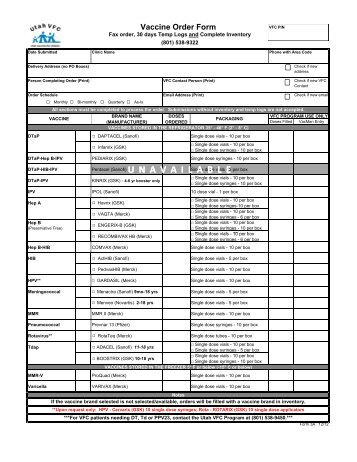 Vaccine Order Form - Immunize Utah