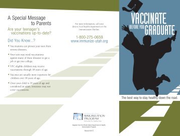 "Vaccinate Before You Graduate" Brochure English - Immunize Utah