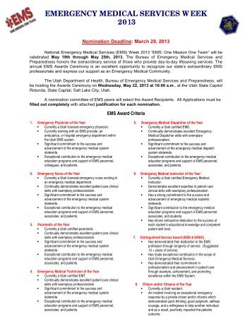 EMS Week Individual Nomination Form... - Utah Department of Health