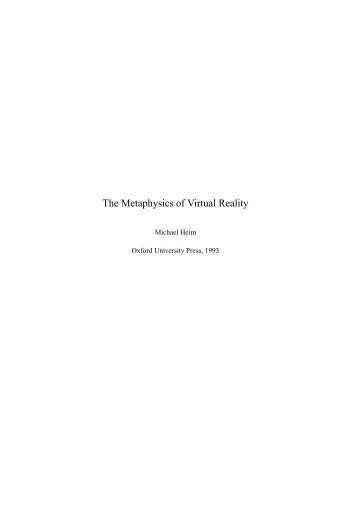 PDF - The Metaphysics of Virtual Reality - University of Exeter