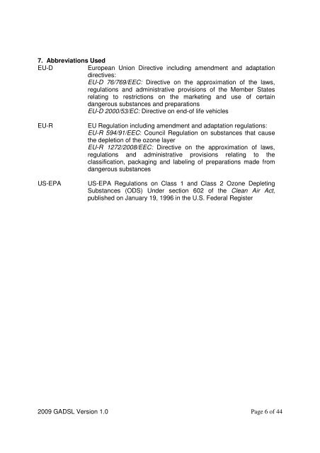 Global Automotive Declarable Substance List (GADSL)