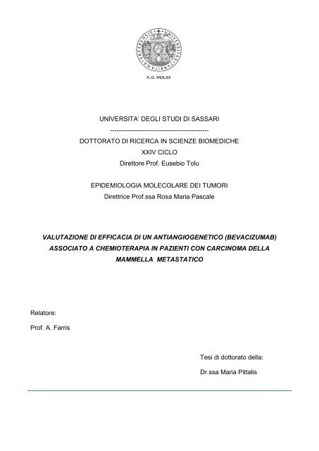 Valutazione di efficacia di un antiangiogenetico (Bevacizumab)