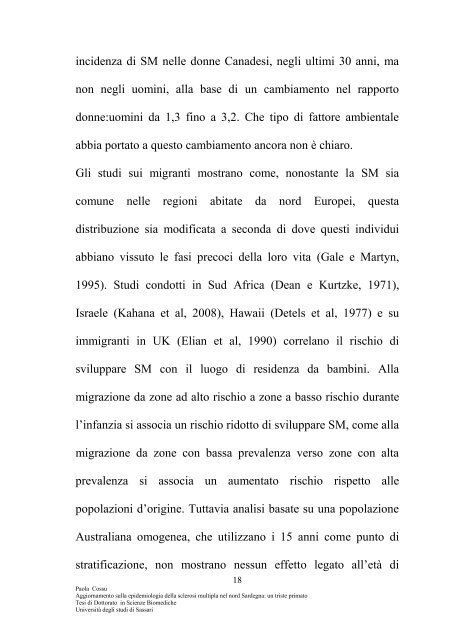 aggiornamento sulla epidemiologia della sclerosi multipla nel nord ...