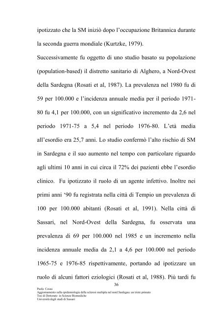 aggiornamento sulla epidemiologia della sclerosi multipla nel nord ...