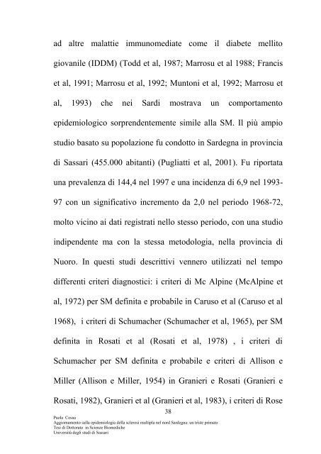 aggiornamento sulla epidemiologia della sclerosi multipla nel nord ...