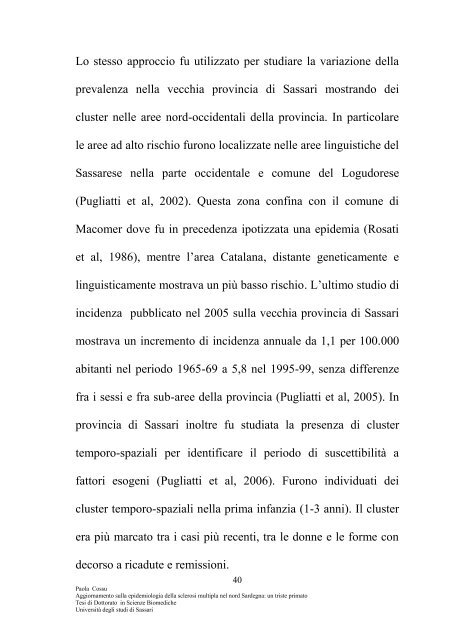 aggiornamento sulla epidemiologia della sclerosi multipla nel nord ...