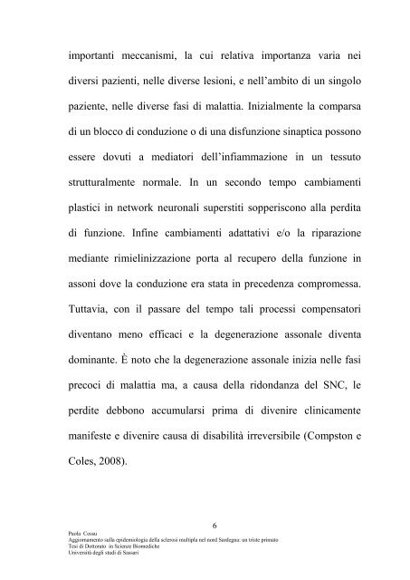 aggiornamento sulla epidemiologia della sclerosi multipla nel nord ...