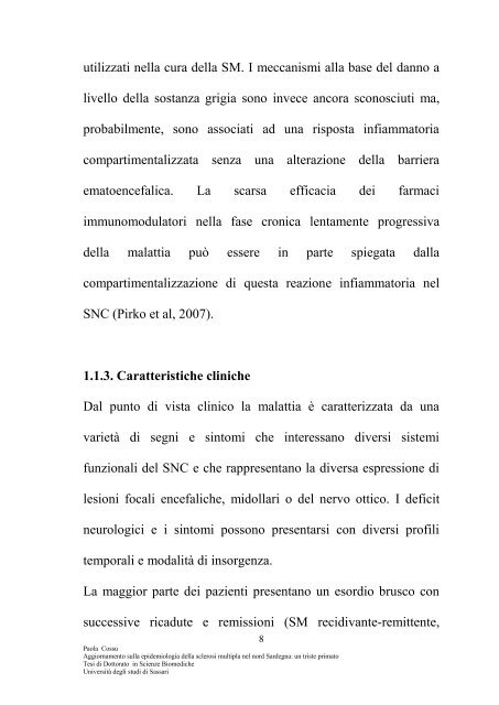 aggiornamento sulla epidemiologia della sclerosi multipla nel nord ...