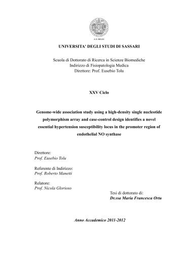 UNIVERSITA' DEGLI STUDI DI SASSARI Scuola di Dottorato di ...