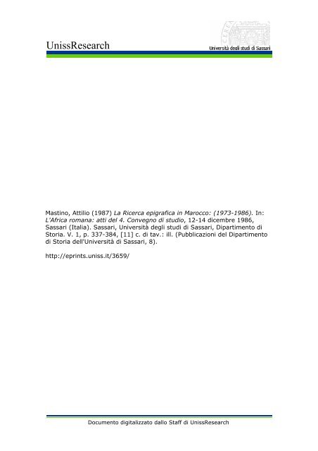 PDF - UnissResearch - Università degli Studi di Sassari