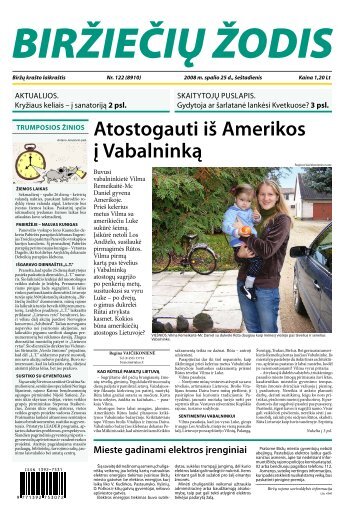 Atostogauti iš Amerikos į Vabalninką