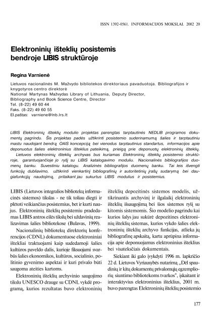 Elektroninių išteklių posistemis bendroje LIBIS struktūroje