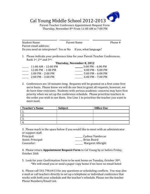 Cal Young Middle School 2012 2013