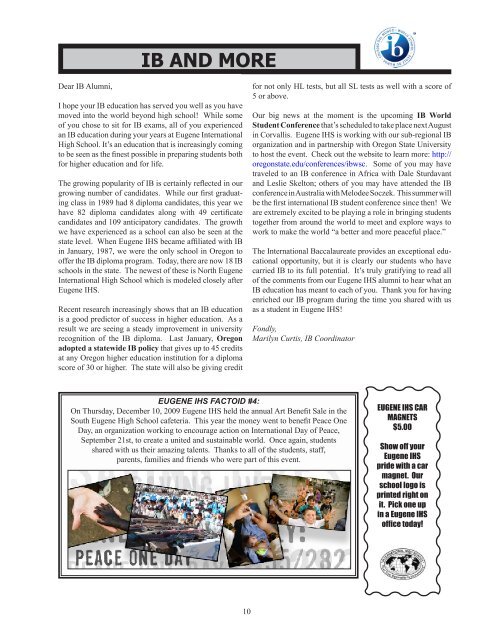 Alumni Newsletter 2010 - School Web sites hosted by Eugene ...