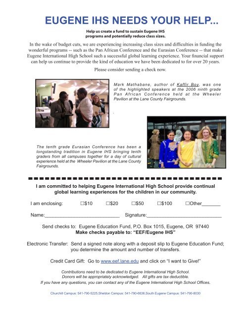 7th Annual Alumni Newsletter - School Web sites hosted by Eugene ...