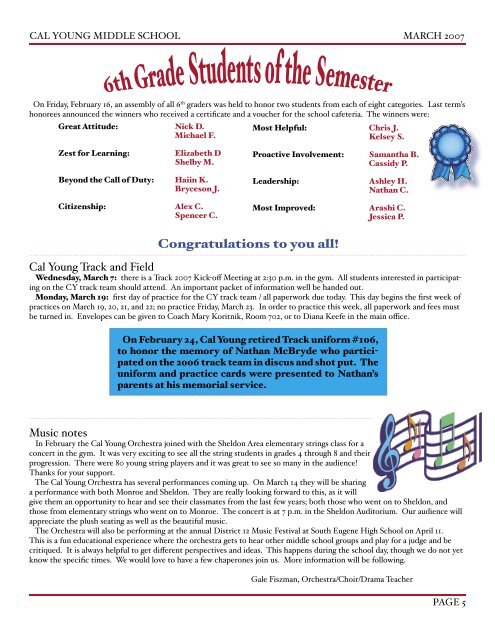 March.newsletter copy.indd - School Web sites hosted by Eugene ...