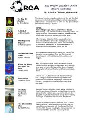 2012 Oregon Reader's Choice Award Nominees 2012 Junior ...